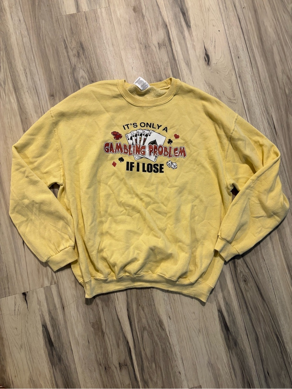 Vintage Gambling Pastel Yellow Glitter Graphic Crewneck Sweatshirt